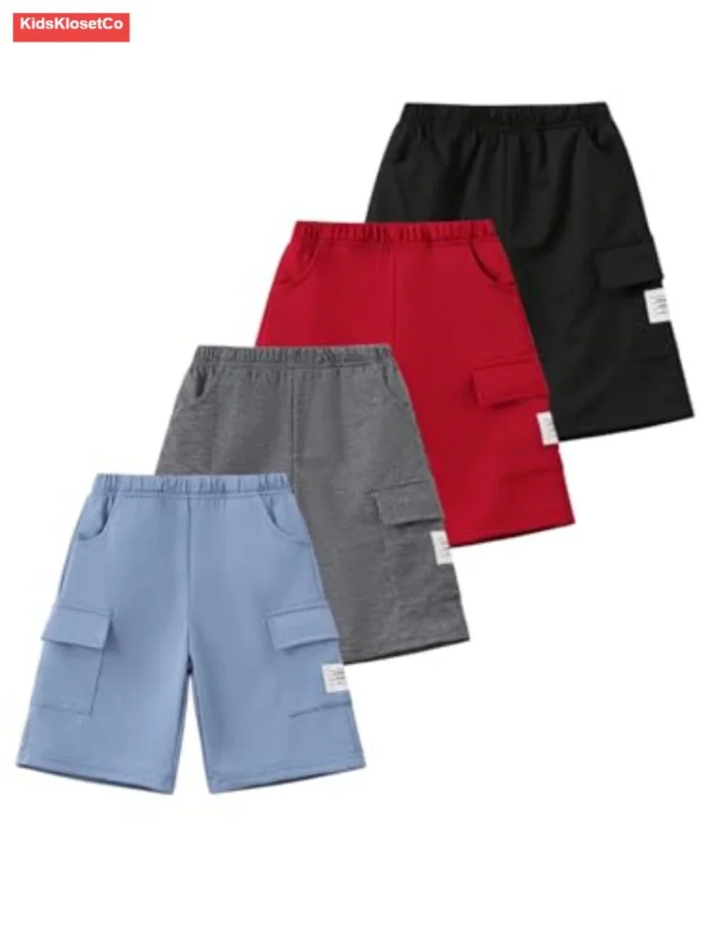 4 Pack Boys Cargo Shorts Elastic Waist Jogger Athletic Shorts with Pockets